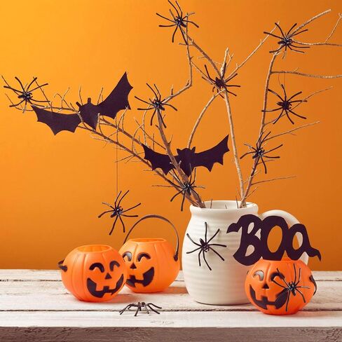 TUPARKA 50 Pcs Halloween Fake Spider Plastic Mini Spiders Realistic Joke Toys for Haunted House Halloween Party Decoration, Black in Kuwait