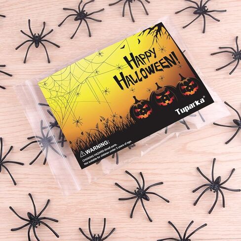 TUPARKA 50 Pcs Halloween Fake Spider Plastic Mini Spiders Realistic Joke Toys for Haunted House Halloween Party Decoration, Black in Kuwait