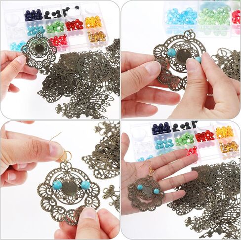 180 قطعة من دلايات الموصلات المخرمة من الحديد البرونزي العتيق، دلايات معدنية تبتية لصنع القلائد والمجوهرات بنفسك (30 نمط) in Kuwait