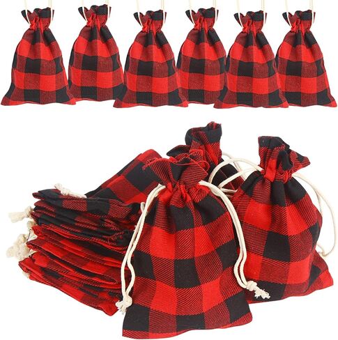 24 قطعة من أكياس ستيفورد برباط منقوشة لعيد الميلاد من ستيفورد، أكياس صغيرة منقوشة من الخيش قابلة لإعادة الاستخدام لعيد الميلاد من الخيش برباط للحلوى لعيد الميلاد وحفلات الزفاف والعطلات in Kuwait