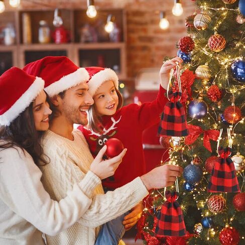 24 قطعة من أكياس ستيفورد برباط منقوشة لعيد الميلاد من ستيفورد، أكياس صغيرة منقوشة من الخيش قابلة لإعادة الاستخدام لعيد الميلاد من الخيش برباط للحلوى لعيد الميلاد وحفلات الزفاف والعطلات in Kuwait