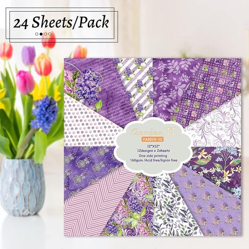حزمة ورق قصاصات مكونة من 24 ورقة، بطاقات ورقية تزيينية مقاس 30.48 سم × 30.48 سم، ورق أوريغامي منقوش على جانب واحد، ديكور ألبوم الصور، مجموعة قابلة للطي بنفسك in Kuwait