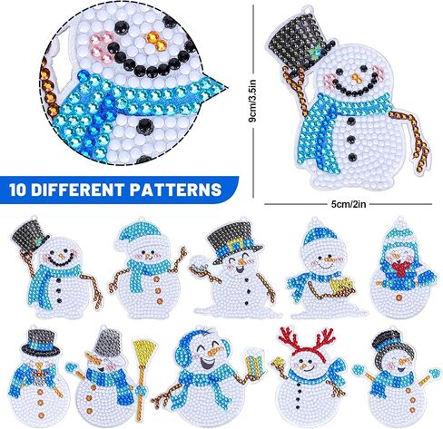 سلسلة مفاتيح من AnyDesign 10 قطع عيد الميلاد الماس لوحة المفاتيح الأزرق رجل الثلج DIY الماس اللوحة سلسلة المفاتيح مع حبل الذهب حجر الراين الفسيفساء صنع كامل قلادة الماس لزينة عيد الميلاد فن الحرف in Kuwait