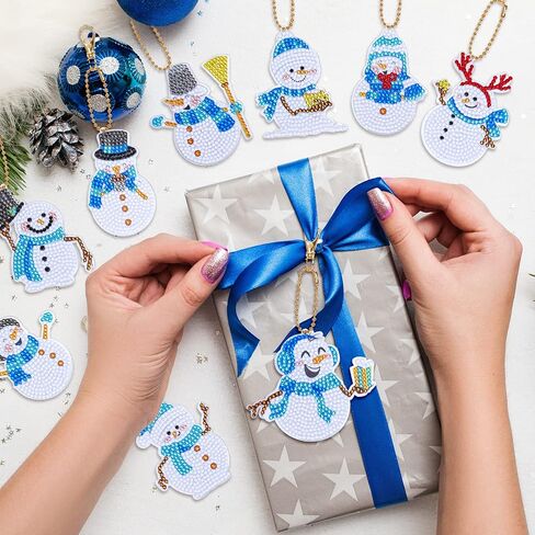 سلسلة مفاتيح من AnyDesign 10 قطع عيد الميلاد الماس لوحة المفاتيح الأزرق رجل الثلج DIY الماس اللوحة سلسلة المفاتيح مع حبل الذهب حجر الراين الفسيفساء صنع كامل قلادة الماس لزينة عيد الميلاد فن الحرف in Kuwait
