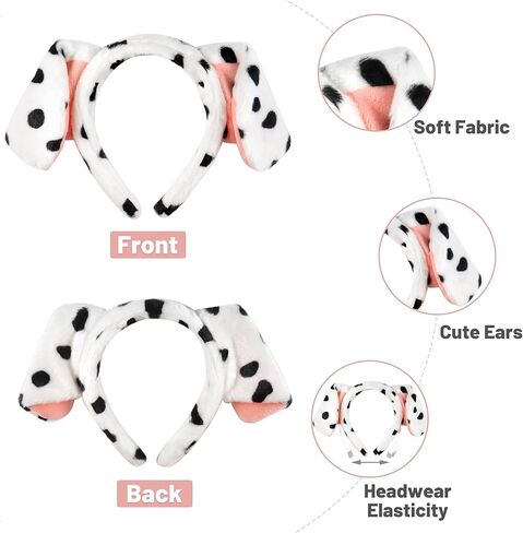 HOYDATE Dalmatian Headband with Dog Ears Costume Dog Ears Headband Cartoon Hair Hoop Dalmatian Headband Hair Accessories for Halloween Christmas Cosplay Party Favors Supplies (Dalmatian Headband) in Kuwait