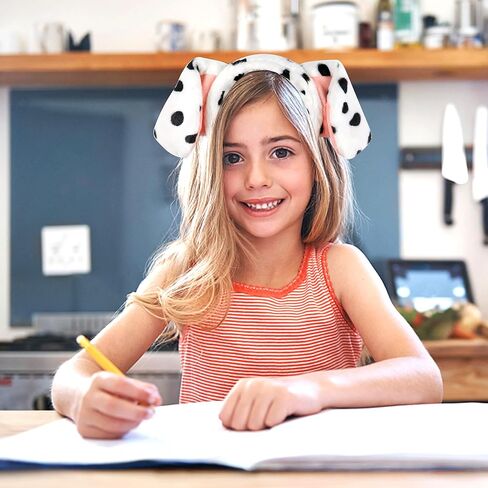 HOYDATE Dalmatian Headband with Dog Ears Costume Dog Ears Headband Cartoon Hair Hoop Dalmatian Headband Hair Accessories for Halloween Christmas Cosplay Party Favors Supplies (Dalmatian Headband) in Kuwait