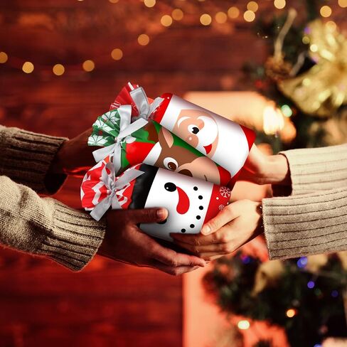Funrous 60 Pieces Christmas Drawstring Gift Bags Bulk Plastic Xmas Goodies Candy Bags with Pull String for Winter Holiday Merry Christmas Birthday Party Favor Snack Treat Wrapping Supplies, 6 Styles in Saudi Arabia