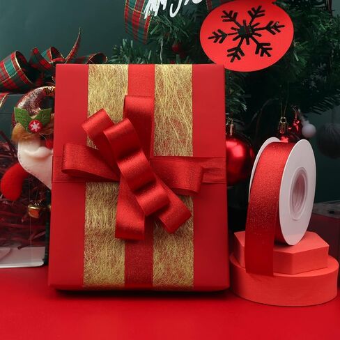 Valentines Ribbon Gift Box Decoration Ribbon Gift Wrapping, Shiny Metal Ribbon, DIY Crafts Bow Knot Garland and Home Decoration 1 inch Wide and 16 Yards in Kuwait