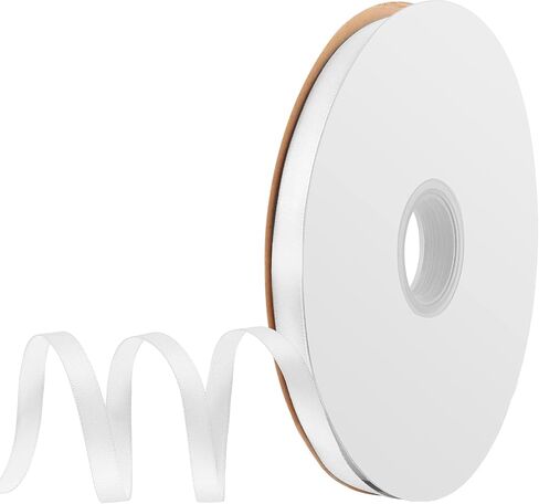 Thin White Ribbon, 1/4 inch Ribbon, Double Faced Satin Ribbon, Silk Ribbon, 100 Yards White Ribbon for Bows Bouquets Gift Wrapping Party Decoration Floral Arrangement Craft Supplies in Saudi Arabia