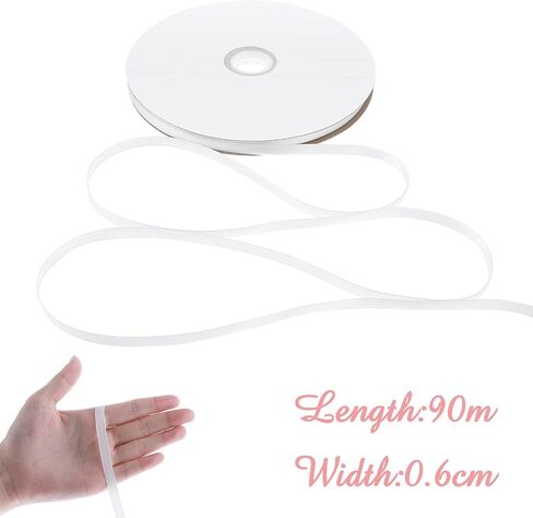 Thin White Ribbon, 1/4 inch Ribbon, Double Faced Satin Ribbon, Silk Ribbon, 100 Yards White Ribbon for Bows Bouquets Gift Wrapping Party Decoration Floral Arrangement Craft Supplies in Saudi Arabia