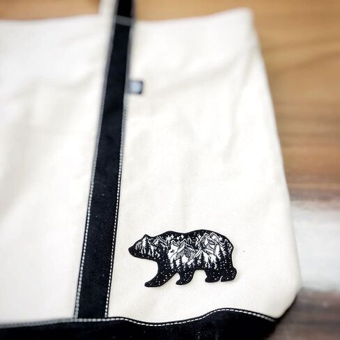 اويستر بوي رقعة زينة مطرزة بنسبة 100% بتصميم دب كاليفورنيا مع جبال ونجوم وقمر ومناظر طبيعية خارجية، مصنوعة بجودة عالية وخياطة، مناسبة للقبعات والجاكيتات والملابس والحقائب وتذكارات السفر والعطلات in Saudi Arabia