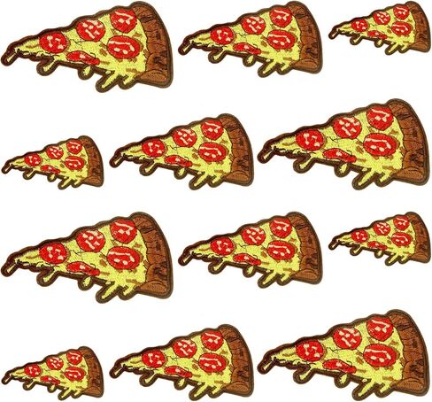 رقع تطريز على شكل بيتزا من زد زد اكس ال ال ار او، رقع خياطة مطرزة بنمط الطعام للملابس والحقائب والجاكيتات والجينز والاكسسوارات والحرف اليدوية، 12 قطعة in Kuwait