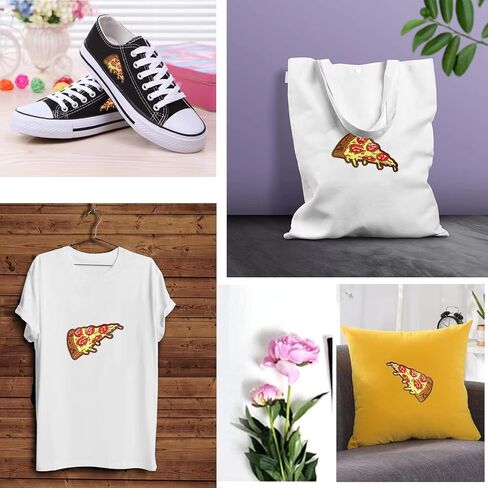 رقع تطريز على شكل بيتزا من زد زد اكس ال ال ار او، رقع خياطة مطرزة بنمط الطعام للملابس والحقائب والجاكيتات والجينز والاكسسوارات والحرف اليدوية، 12 قطعة in Kuwait