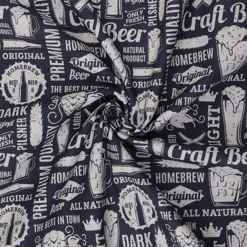Mook Fabrics Cotton Novelty Retro Craft Beer, Grey Cut by The Yard in Saudi Arabia