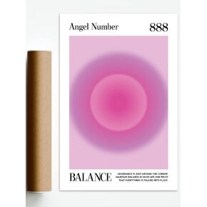 Teevoc 16x24 - ملصق رقم الملاك 888 كبير، توازن، طباعة متدرجة هالة، ملصقات روحية، سحرية، دليل روحي، اتصال جدار إلهي، ملصقات غير مؤطرة، أبيض in Kuwait