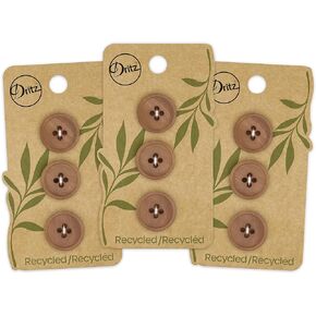 Dritz Round, 18mm, Beige-Camel, 9 Recycled Paper Buttons, 18 mm, 9 Count