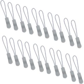 JOSDIOX 20Pcs Replacement Zipper Pulls Ligth Grey Bag Zipper Pull Replacement Tab Zipper Pull Cord Extender for Backpacks, Jackets, Luggage, Purses, Handbags，Pants, Boots, Coats,(Universal Extender)