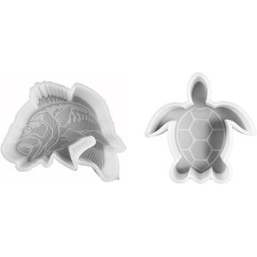 Bass Fish & Turtle Pack of 2 Freshie Molds Silicone Mold, Fish Car Freshie Mold Oven Safe, Sea Turtle Freshie Mold Fall, Mold for Baking Aroma Beads, Clay Mold, Candle Mold, Soap Molds in Kuwait
