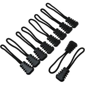 E-outstanding Zipper Pull Cord Loop 10PCS Black Zip Tag Cord Lock Fastener Zipper Extension Zip Fixer for Backpacks Travel Bags Handbags Jackets Sportswears in Saudi Arabia
