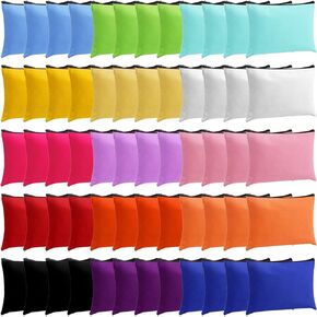 Jetec 60 Pcs Canvas Makeup Bags Bulk Cosmetic Bags Zipper Pouches Multicolor DIY Craft Pencil Bag Pencil Pouch Multipurpose Canvas Toiletry Bag for Travel Women Girls Pencil Craft (6.9 x 9.3 Inch)