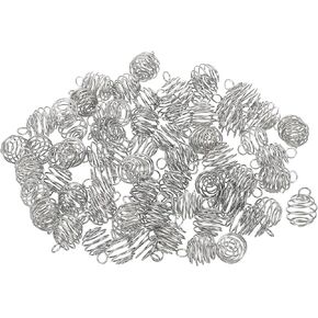 PATIKIL Spiral Bead Cages Pendant, Stainless Steel Stone Holder Necklace Cage Pendants for Jewelry Making DIY Crafting