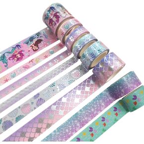 حورية البحر الغامضة DIY الفضة فويل واشي شريط ورقة قناع حيوانات البحر / 8 لفات كرافت شريط ديكور رائع لزينة سجل القصاصات الفنية رصاصة المجلات المشاريع اليدوية in Kuwait