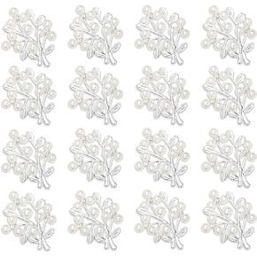 36PCS Gold-Plated Pearl Rhinestone Embellishment Alloy Cuttlefish Leaves Micro-Inlaid Pearl Accessories DIY Handmade Home Decoration Embellishment (Gold)
