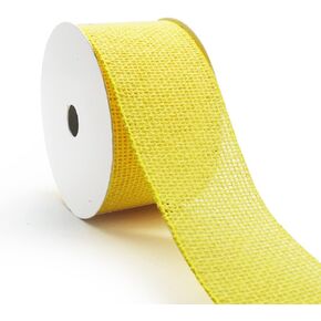 Spring Ribbons for Crafting 2.5 Inch ×10 Yards, Spring Holiday Wired Edge Ribbon Yellow Burlap Ribbon Summer Farmhouse Craft Ribbons for Wreath Bow Gift Wrapping Birthday Wedding Decorations