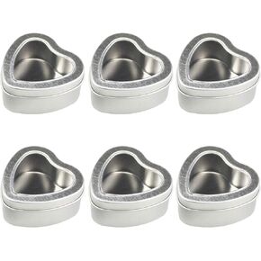 علب معدنية فضية على شكل قلب فارغة بسعة 118 مل مع نافذة شفافة لصنع الشموع والحلوى والهدايا والتنانير in Kuwait