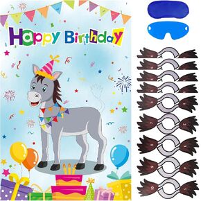 Pin The Tail On The Donkey Birthday Party Game With 50 Pcs Tails Large Donkey Games Poster for Kids Birthday Party Supplies in Saudi Arabia