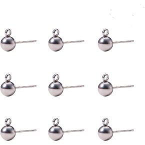 YOYOSTORE 100 Round Ball with Ring Iron Earrings Posts for Jewelry Earring Making Findings (Golden, 6mm) in Kuwait