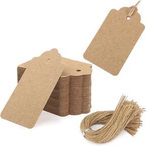VGOODALL 150PCS Kraft Paper Tags with Strings, Small Gift Tags Brown Tags Hanging Labels for Gift Box Name Tags Clothes Price Tags