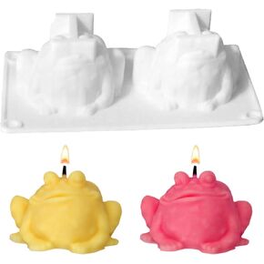 ONNPNN 3D الضفدع شكل قالب شمعة، لطيف الضفدع على شكل قوالب راتنجات الايبوكسي، قوالب السيليكون الضفدع فندان، أداة الخبز المطبخ الحيوان لSugarcraft حلوى الشوكولاته الصابون الطين الجص ديكور المنزل in Kuwait