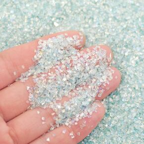 Hisenlee 200G زجاج مطحون غير منتظم من الأحجار المكتنزة بالترتر قزحي الألوان من أجل إكسسوارات تزيين الأظافر من راتنجات الإيبوكسي DIY 2-4 مم (أخضر فلوري AB)