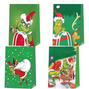 16 قطعة من أكياس هدايا حفلة عيد الميلاد، أفلام عيد الميلاد كرافت الورقية حقائب مع مقابض هدايا عيد الميلاد أكياس حلوى هدايا للأولاد والبنات والأطفال الأسرة عيد الميلاد حفلة عيد الميلاد in Kuwait
