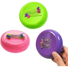 CDIYTOOL 3 Pcs Magnetic Sewing Pincushion, Magnetic Pin Cushion, Sewing Pin Storage Case Round Magnetic Cushion Magnetic Pin Holder Paper Clip Holder for Sewing Needles Push Pins Hair Bobby Pins
