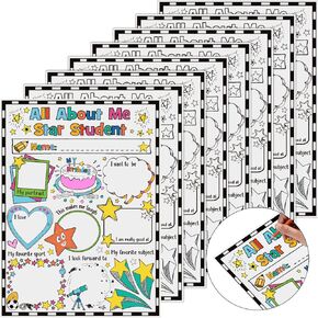 40 Packs All About Me Student Posters Star Student Poster All About Me First Day of School Poster to Fill in for School Classroom Supplies Elementary Kindergarten Students Kids, 13.39 x 10.24 Inches in Kuwait