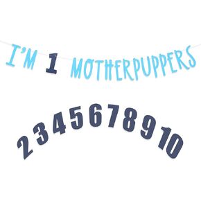 لافتة عيد ميلاد الأم - ديكورات حفلات تذكارية لعيد ميلاد الكلب، دعائم صور لعيد ميلاد الكلب، ديكور عيد ميلاد سعيد للكلاب، مجموعة مجانية من 0-9 أرقام، Lets Pawty (وردي فاتح داكن) in Kuwait