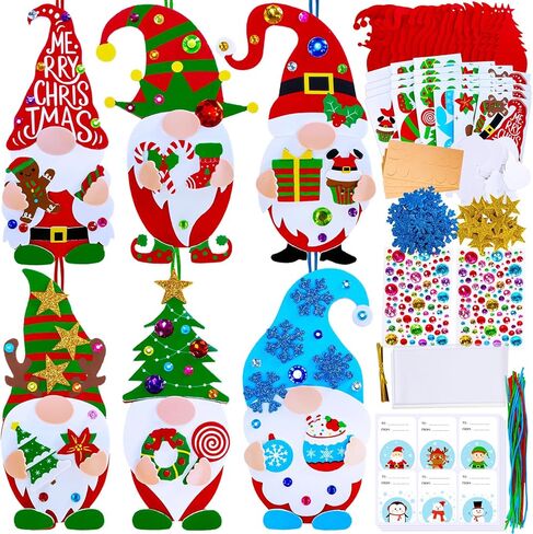 Winlyn 24 مجموعات عيد الميلاد الحرفية مجموعات الشتاء الحرف DIY عيد الميلاد جنوم الحلي الزينة الفن مجموعات جنوم عيد الميلاد ملصقات رغوة للأطفال عطلة الموسمية المنزل الفصول الدراسية الأنشطة حزب تفضل in Saudi Arabia