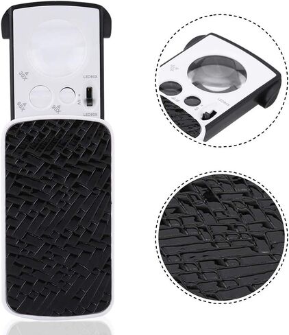 عدسة مكبرة بلونين 30X / 60X / 90X، مكبر بصري للمجوهرات، أداة مجوهرات LED عدسة مكبرة للقراءة، عدسة مكبرة محمولة لإصلاح ساعات المجوهرات (أسود) in Kuwait