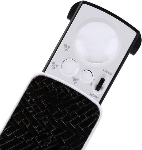 عدسة مكبرة بلونين 30X / 60X / 90X، مكبر بصري للمجوهرات، أداة مجوهرات LED عدسة مكبرة للقراءة، عدسة مكبرة محمولة لإصلاح ساعات المجوهرات (أسود) in Kuwait