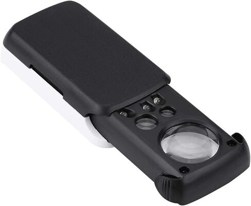 عدسة مكبرة بلونين 30X / 60X / 90X، مكبر بصري للمجوهرات، أداة مجوهرات LED عدسة مكبرة للقراءة، عدسة مكبرة محمولة لإصلاح ساعات المجوهرات (أسود) in Kuwait