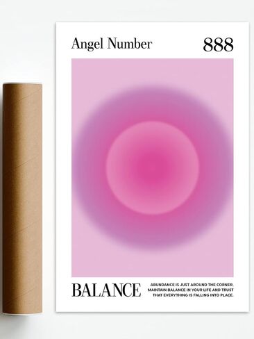 Teevoc 16x24 - ملصق رقم الملاك 888 كبير، توازن، طباعة متدرجة هالة، ملصقات روحية، سحرية، دليل روحي، اتصال جدار إلهي، ملصقات غير مؤطرة، أبيض in Kuwait