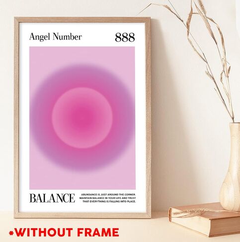 Teevoc 16x24 - ملصق رقم الملاك 888 كبير، توازن، طباعة متدرجة هالة، ملصقات روحية، سحرية، دليل روحي، اتصال جدار إلهي، ملصقات غير مؤطرة، أبيض in Kuwait