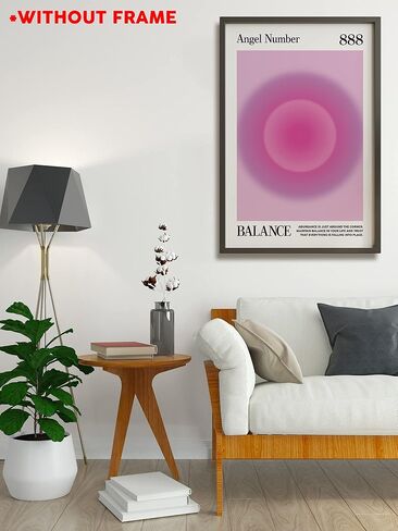 Teevoc 16x24 - ملصق رقم الملاك 888 كبير، توازن، طباعة متدرجة هالة، ملصقات روحية، سحرية، دليل روحي، اتصال جدار إلهي، ملصقات غير مؤطرة، أبيض in Kuwait