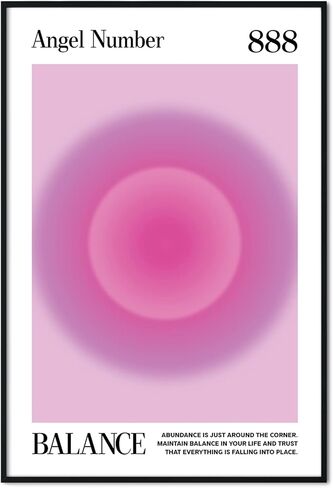 Teevoc 16x24 - ملصق رقم الملاك 888 كبير، توازن، طباعة متدرجة هالة، ملصقات روحية، سحرية، دليل روحي، اتصال جدار إلهي، ملصقات غير مؤطرة، أبيض in Kuwait