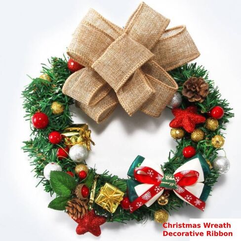 Burlap Wired Ribbon, 2 Inch Christmas Burlap Ribbon 11 Yards, Burlap Wired Edge Ribbon Natural Linen Wired Ribbon Burlap Fabric Craft Ribbon for Christmas Tree Decoration,Wreaths,Big Bow,Gift in Kuwait