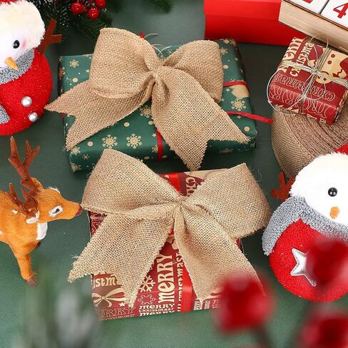 Burlap Wired Ribbon, 2 Inch Christmas Burlap Ribbon 11 Yards, Burlap Wired Edge Ribbon Natural Linen Wired Ribbon Burlap Fabric Craft Ribbon for Christmas Tree Decoration,Wreaths,Big Bow,Gift in Kuwait