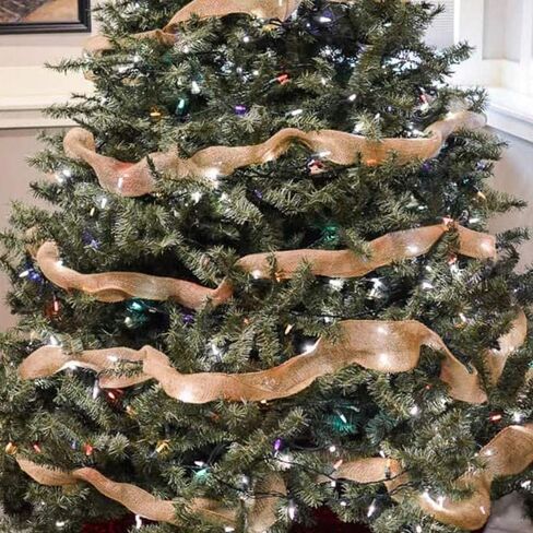 Burlap Wired Ribbon, 2 Inch Christmas Burlap Ribbon 11 Yards, Burlap Wired Edge Ribbon Natural Linen Wired Ribbon Burlap Fabric Craft Ribbon for Christmas Tree Decoration,Wreaths,Big Bow,Gift in Kuwait