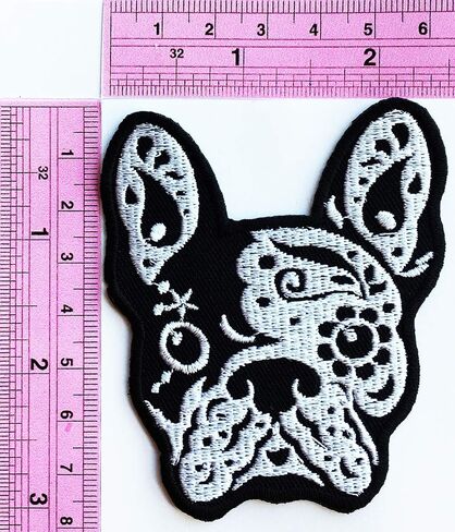 الفرنسية البلدغ رئيس بيتبول الكلب حيوان أليف السائق الوشم الاطفال الكرتون الحديد على التصحيح المطرزة التصحيح لوازم لأكياس سترة الجينز حقيبة الظهر الملابس DIY بها بنفسك in Kuwait